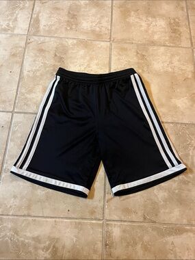 adidas Boys Black Athletic Shorts with White Side Stripes size Youth Medium